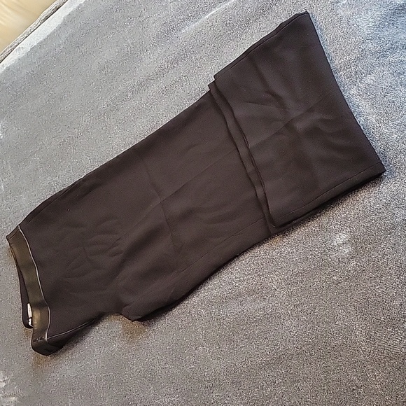 Karl Lagerfeld Wide Leg Trouser in Black with Faux Leather Waist Accent - Picture 5 of 5